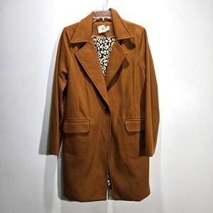 NEW Skies Are Blue Midi Caramel Brown Coat M